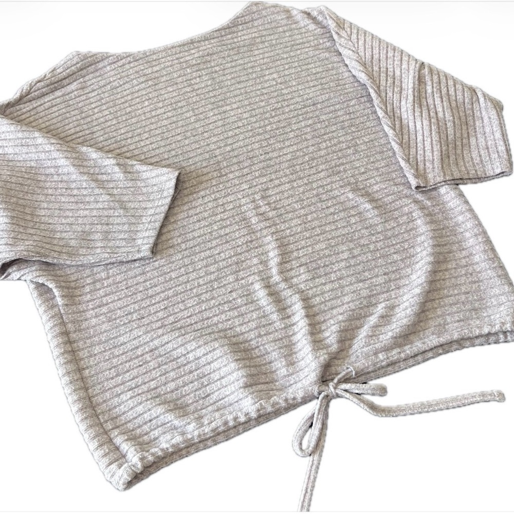 Dusty Rose Ribbed Knit Tie Front Top Women’s Medium Soft Casual Cropped Sweater
